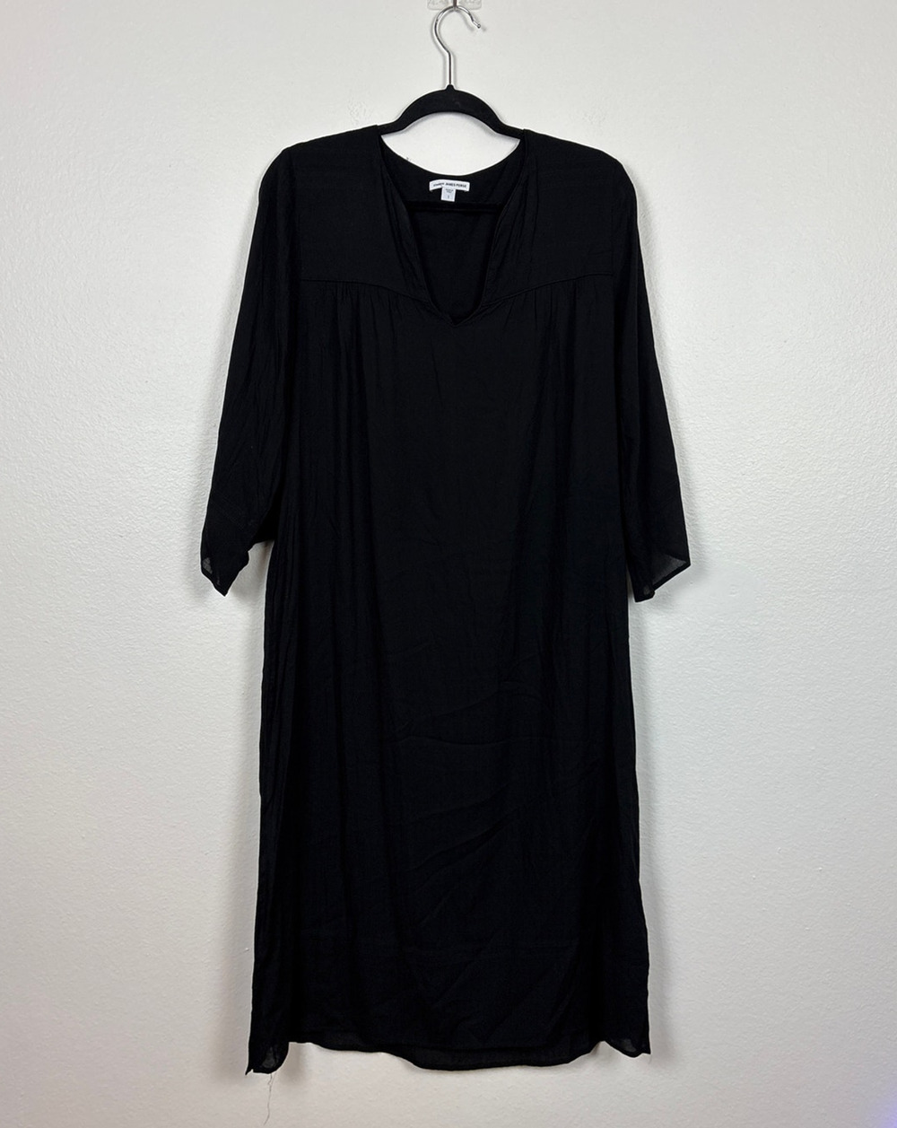 Standard James Perse V Neck A Line Quarter Sleeve Blouson Oversized Dress 1 S